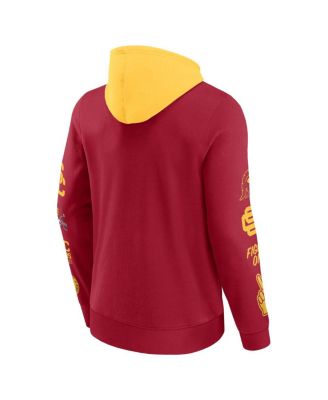 Men's Cardinal/Gold USC Trojans Color Block Badge Fleece Pullover Hoodie