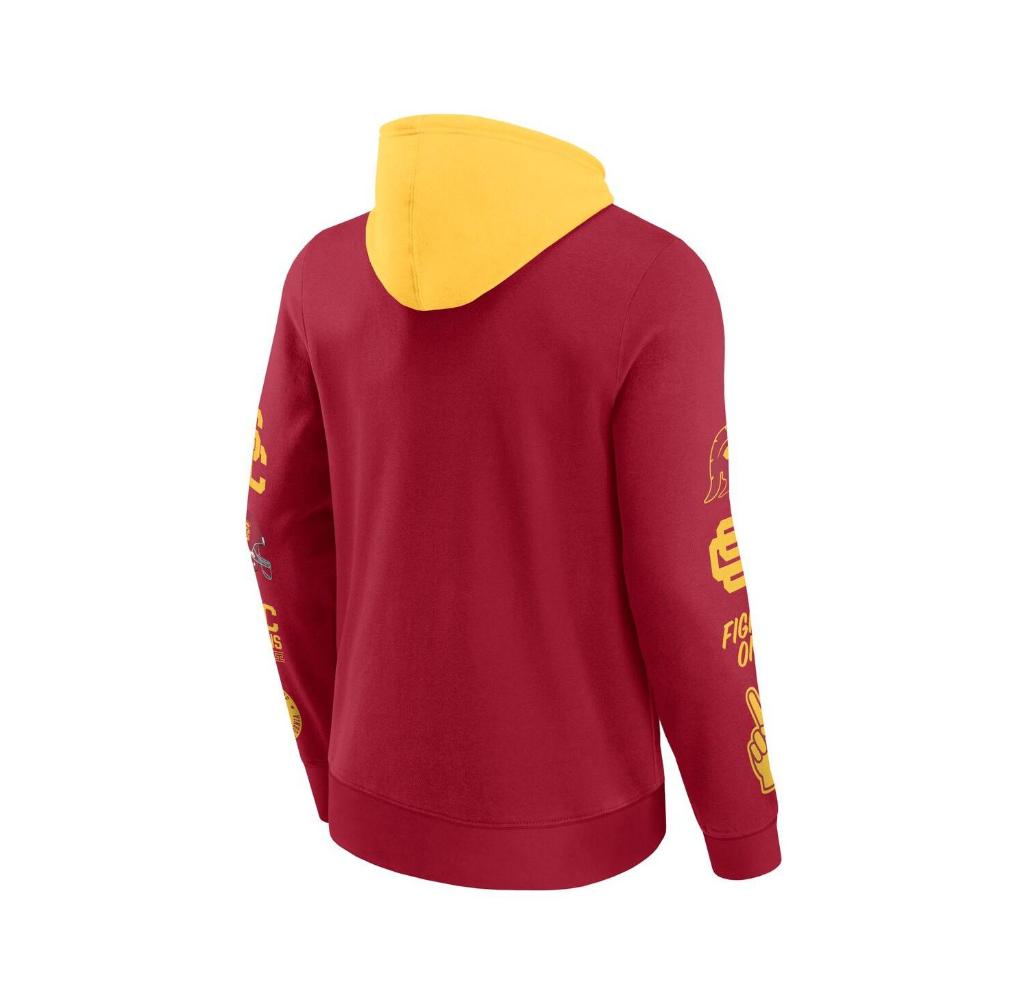 Men's Cardinal/Gold USC Trojans Color Block Badge Fleece Pullover Hoodie