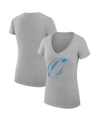 G-III 4Her by Carl Banks - Women's Heather Gray Detroit Lions Super-Slim Fit Lightweight Subtle Football V-Neck T-Shirt