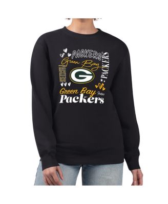 G-III 4Her by Carl Banks - Women's Black Green Bay Packers Collage Graphic Fleece Pullover Sweatshirt