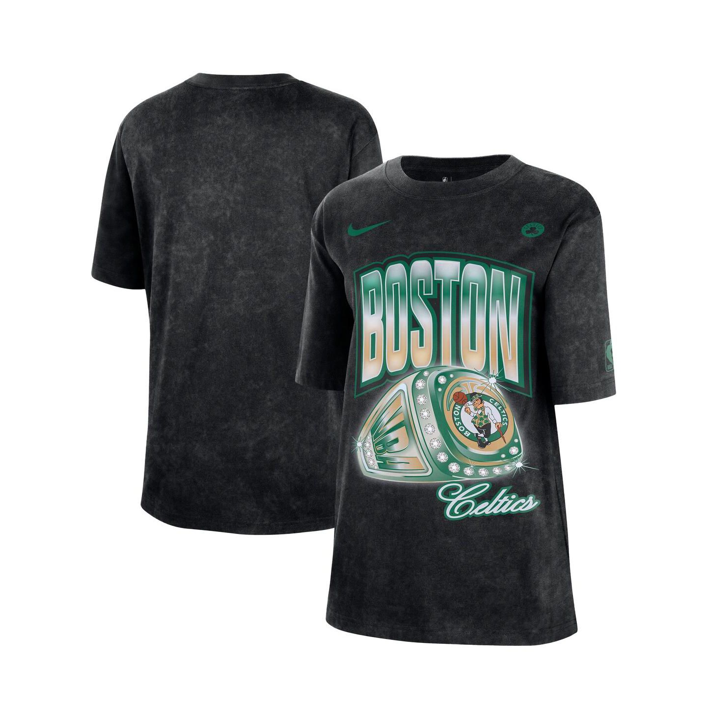 Женская футболка Nike Black Boston Celtics Courtside Original Content Vintage Washed Boyfriend — фото 1