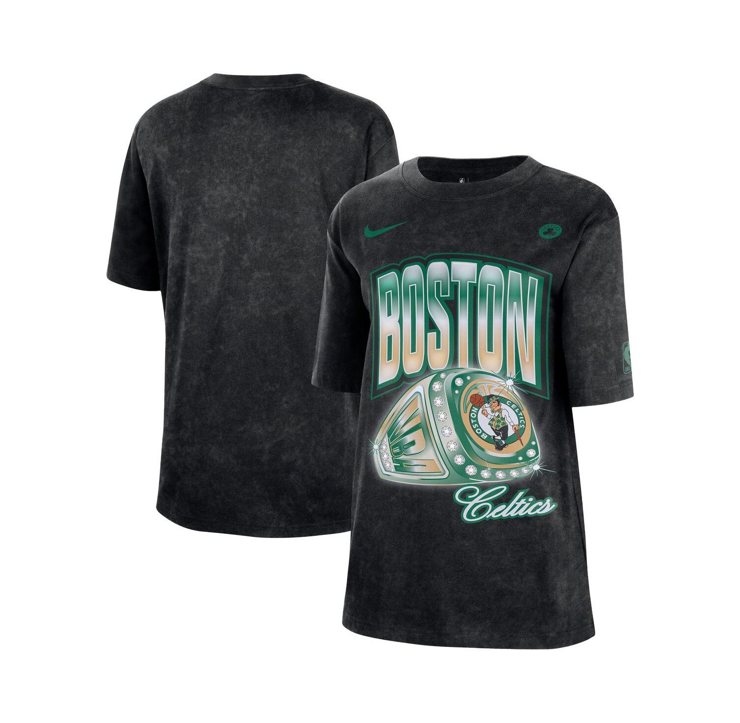 Women's Black Boston Celtics Courtside Original Content Vintage Washed Boyfriend T-Shirt
