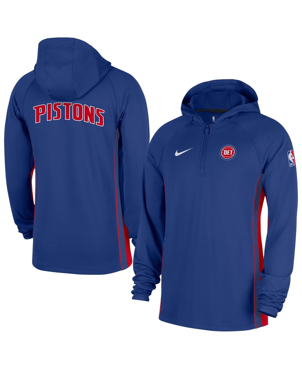 Nike Men's Blue Detroit Pistons Authentic On Court Zone Quarter-Zip Dri-fit Hoodie Jacket