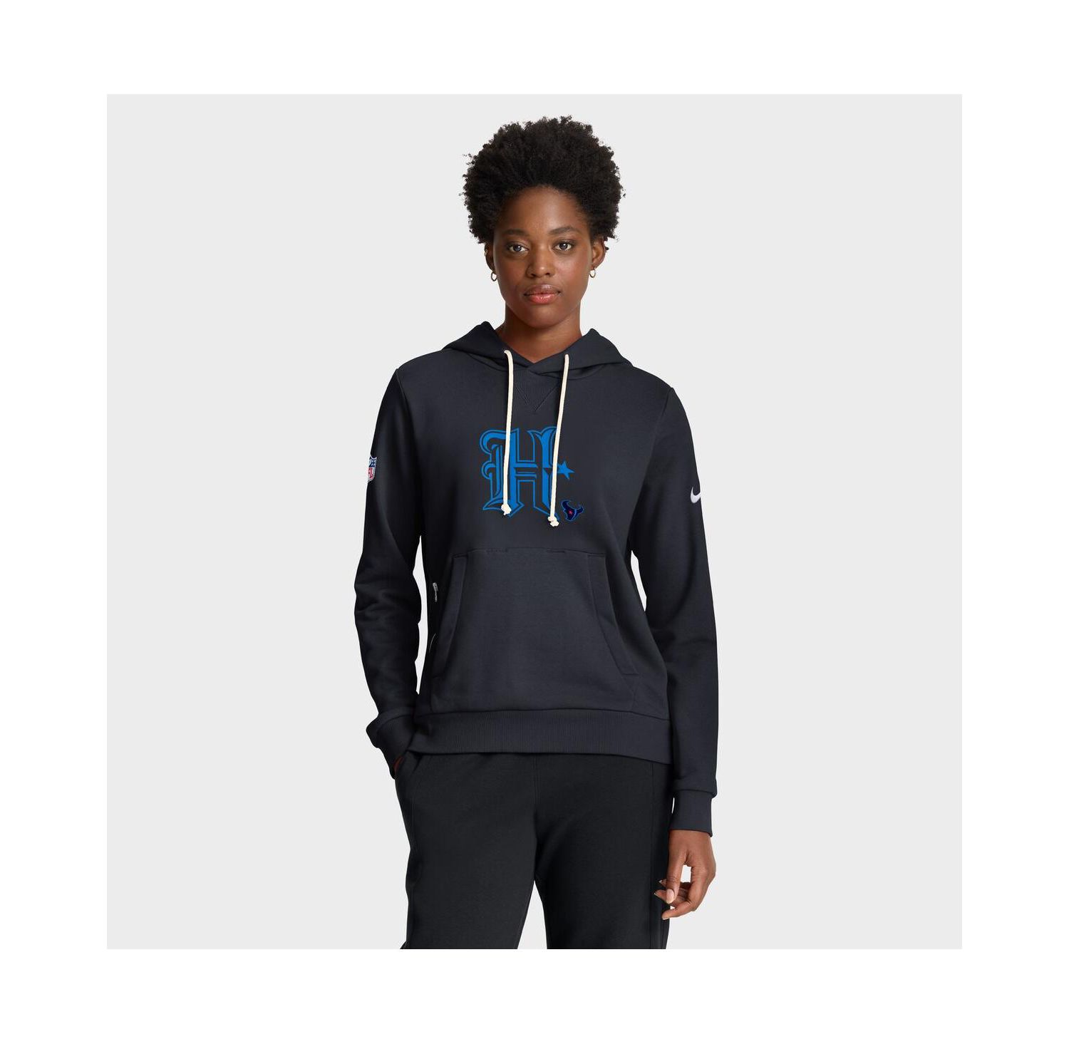 Women's Navy Houston Texans Throwback Sideline Standard Issue Dri-FIT Hoodie