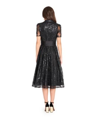 Women&#39;s Collared V-Neck Sequin Dress