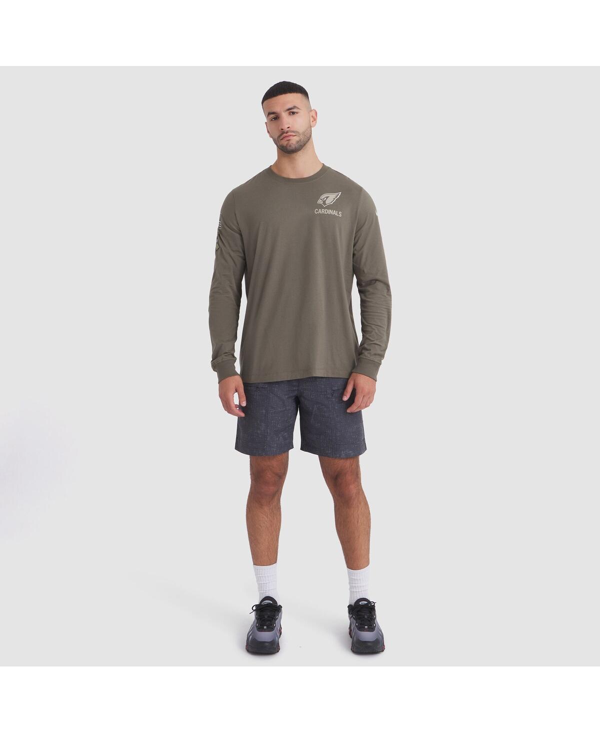 Nike Men's Olive Arizona Cardinals 2025 Salute To Service Sideline Long Sleeve T-shirt In Brown