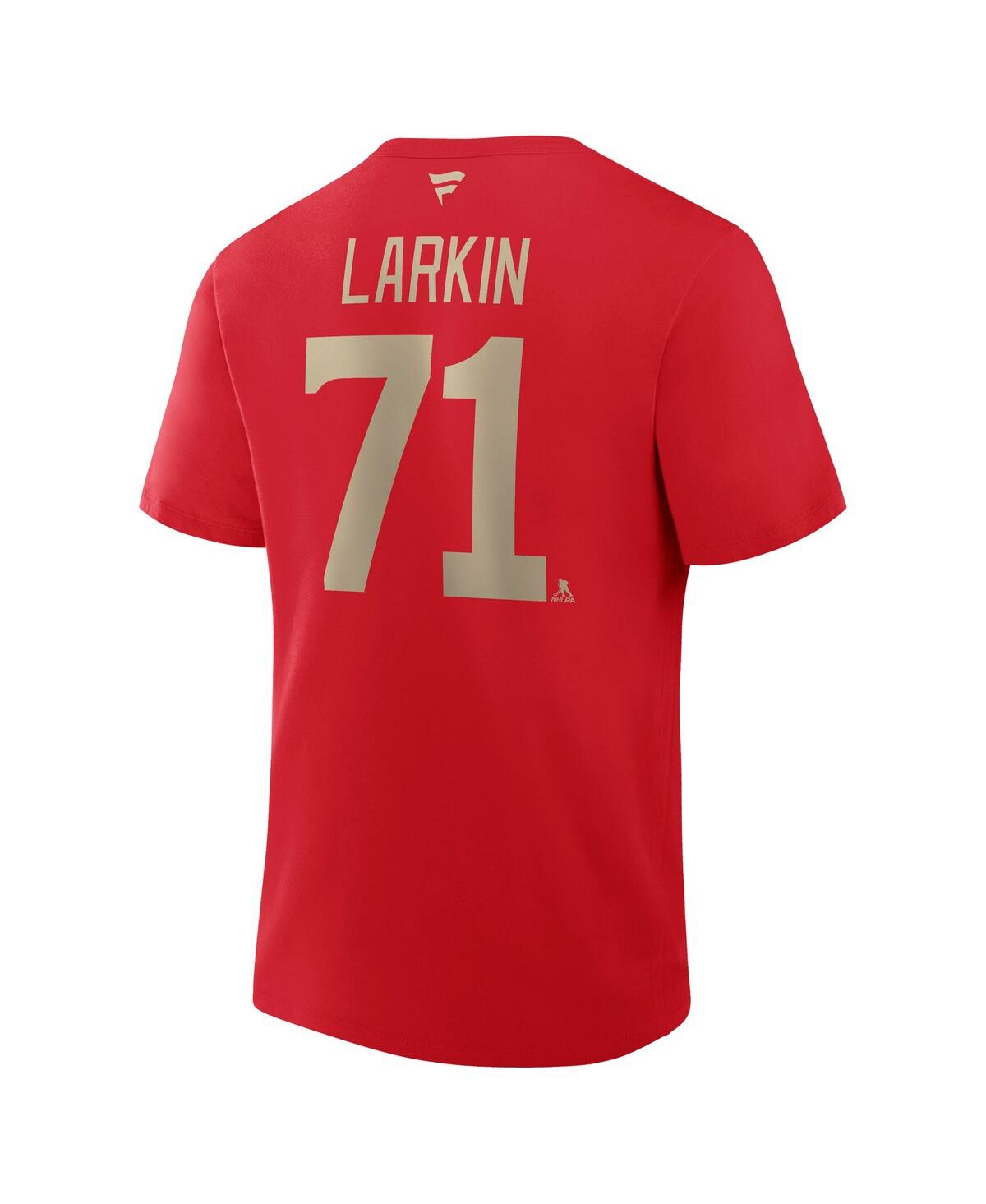 Fanatics Men's Dylan Larkin Red Detroit Wings Captain's Patch Centennial Authentic Stack Name Number T-Shirt