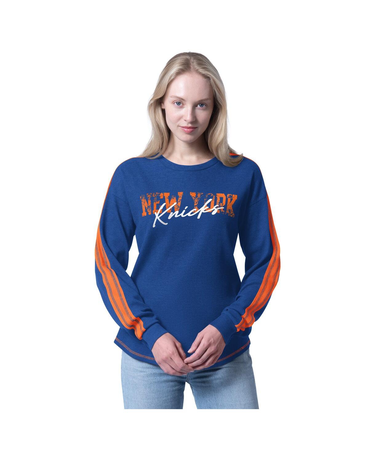 G-iii 4her By Carl Banks Women's Blue New York Knicks Advantage Tri-blend Long Sleeve T-shirt In Blue