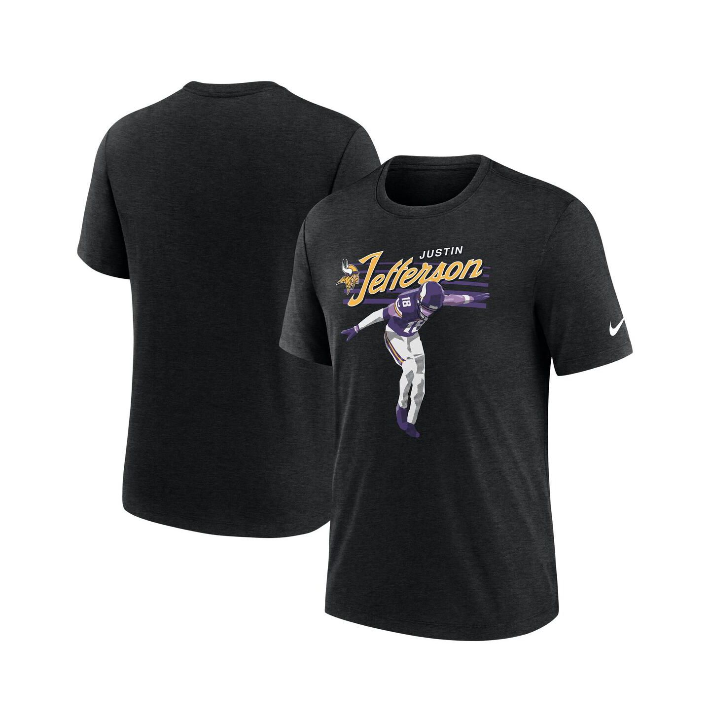 Мужская футболка Nike Justin Jefferson Heather Black Minnesota Vikings Player Graphic — фото 1