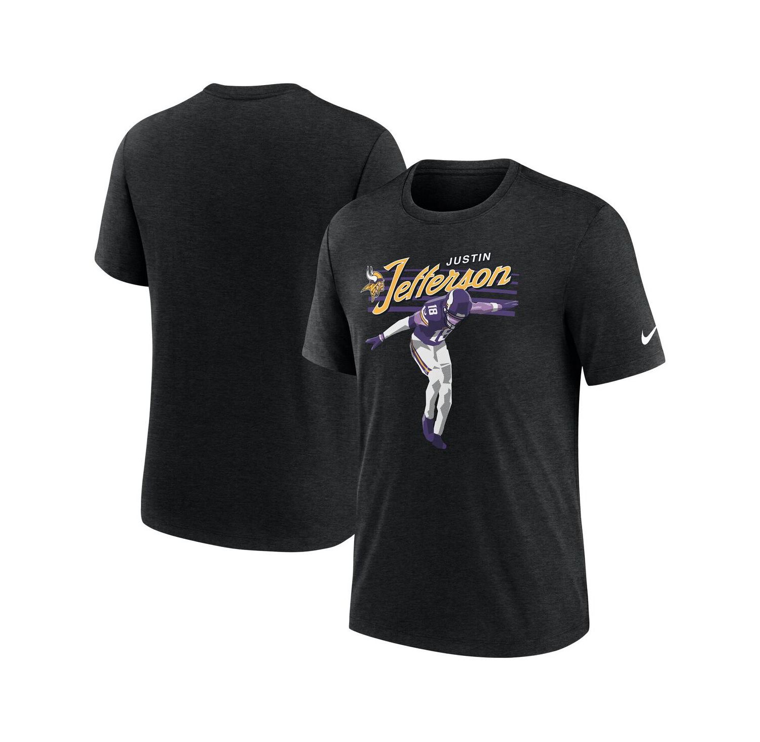 Men's Justin Jefferson Heather Black Minnesota Vikings Player Graphic T-Shirt