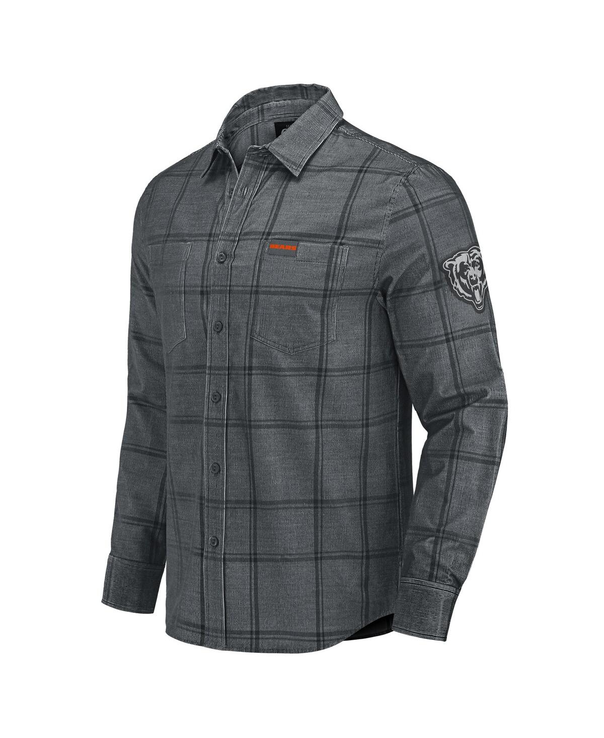 Darius Rucker Collection by Fanatics Men's Gray Chicago Bears Micro Corduroy Plaid Button Up Shirt