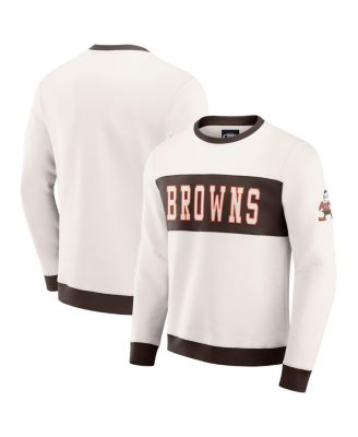 Fanatics - Men's Cream Cleveland Browns Color Block Crewneck Sweatshirt