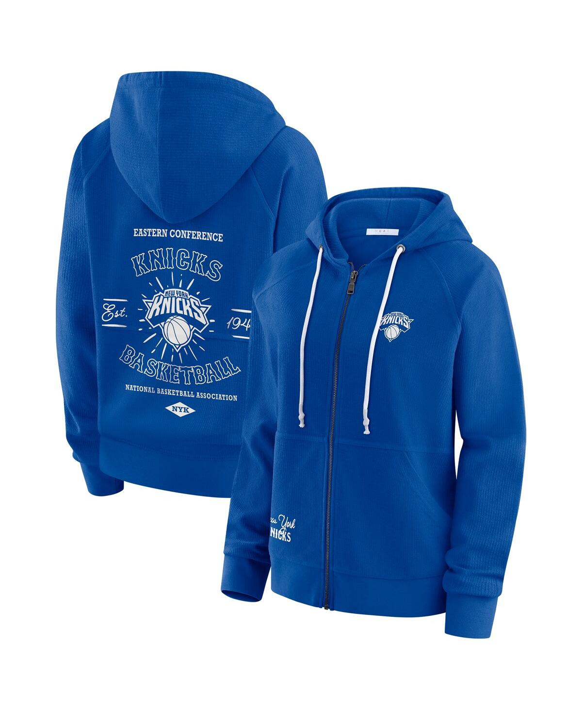 Wear By Erin Andrews Women's Royal New York Knicks Vintage Full-zip Raglan Hoodie In Blue