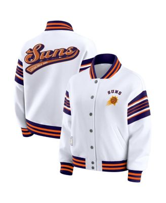 WEAR by Erin Andrews - Women's White Phoenix Suns Snap Front Fleece Sweatshirt