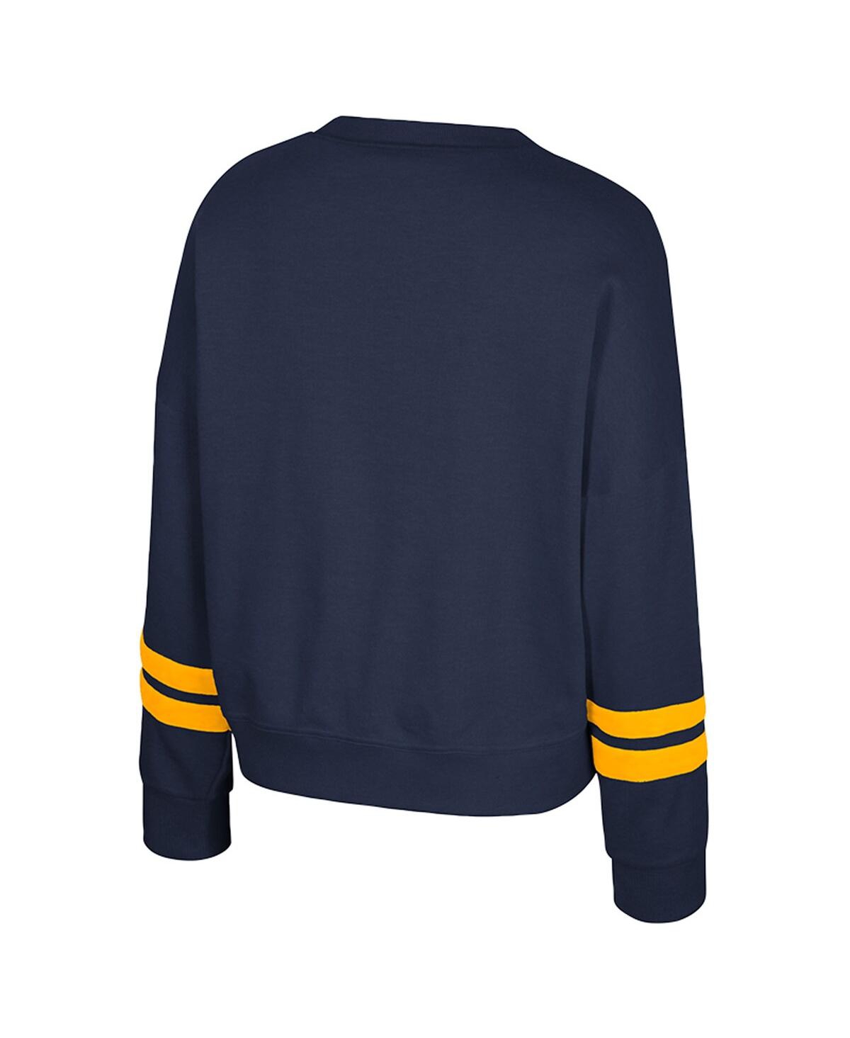 Colosseum Women's Navy Cal Bears Splashy Crewneck Fleece Sweatshirt In Blue