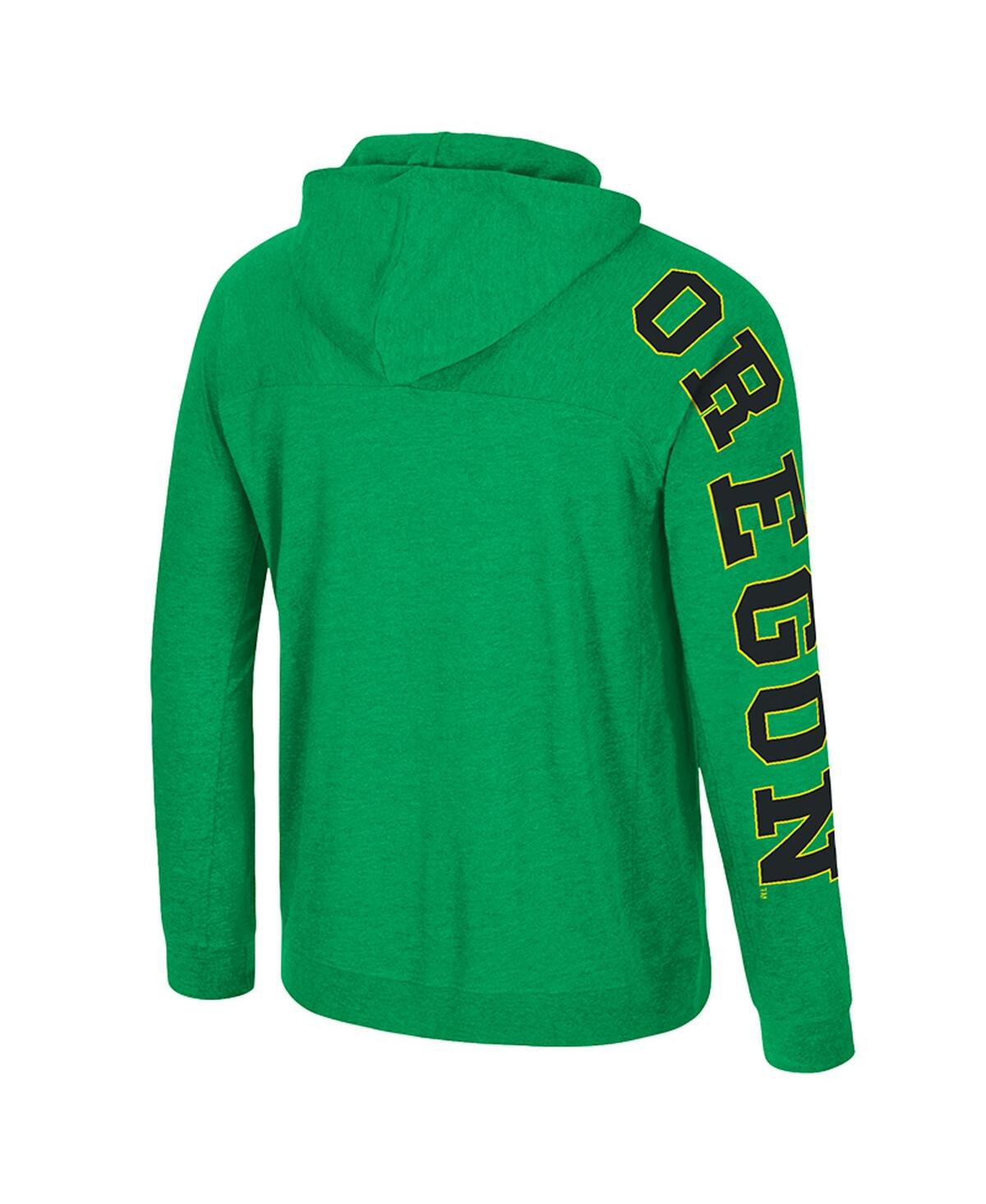 Colosseum Men's Green Oregon Ducks Back Business Long Sleeve Raglan Hooded T-Shirt