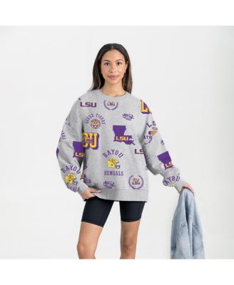 Gameday Couture - Women's Gray LSU Tigers Always on Repeat Fleece Sweatshirt