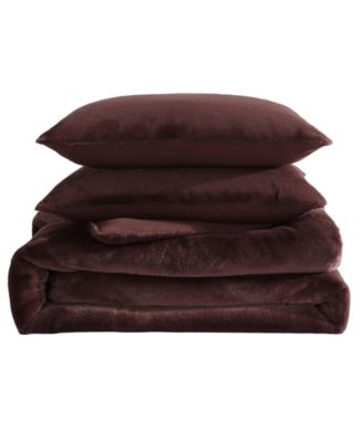 Signature Solid Faux Fur 3-Pc. Comforter Set, King