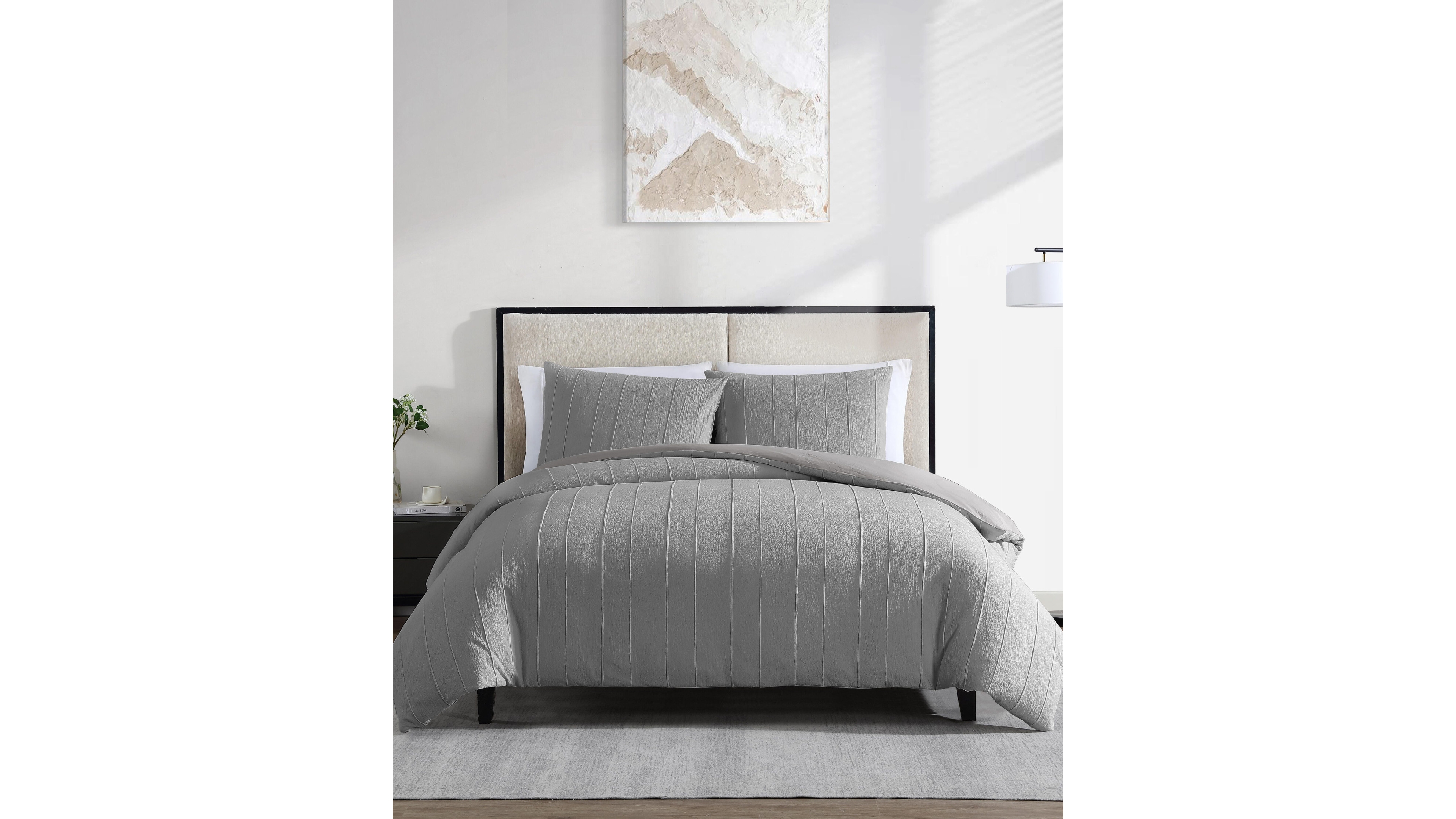 Vera Wang Woven Tucks Jacquard 3-Pc. Duvet Cover Set, Queen