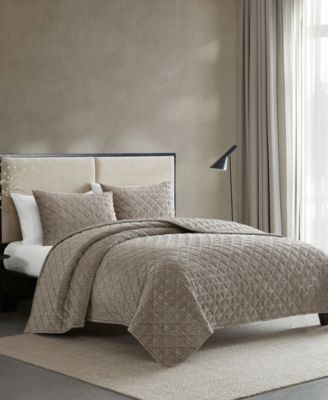 Solid Crushed Velvet 3-Pc. Quilt Set, King