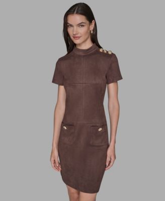 KARL LAGERFELD PARIS - Women's Mock Neck Pocket Dress