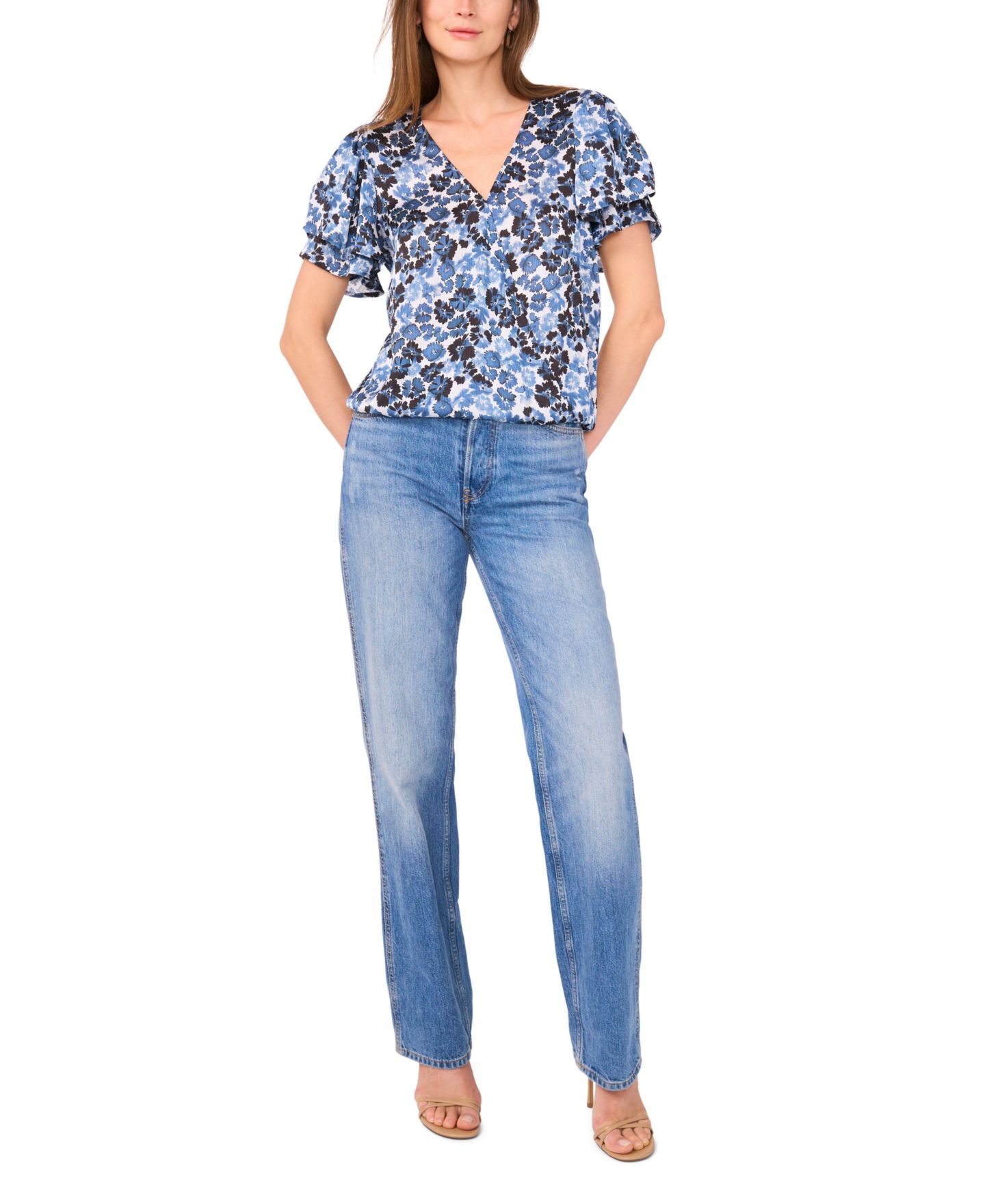 Женский топ Vince Camuto Short Sleeve, цвет: Синий — фото 4