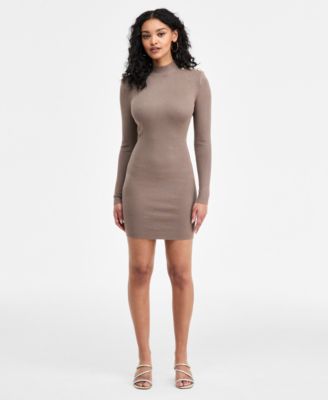 GUESS - Women's Long-Sleeve Button Alyssia Ribbed Dress
