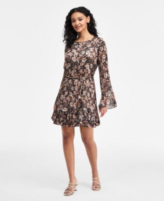 GUESS - Women's Long-Sleeve Ilenia Pleated Dress