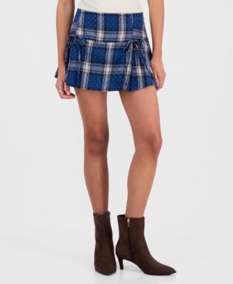 Juniors' Pleated Rhinestone Mini Skort