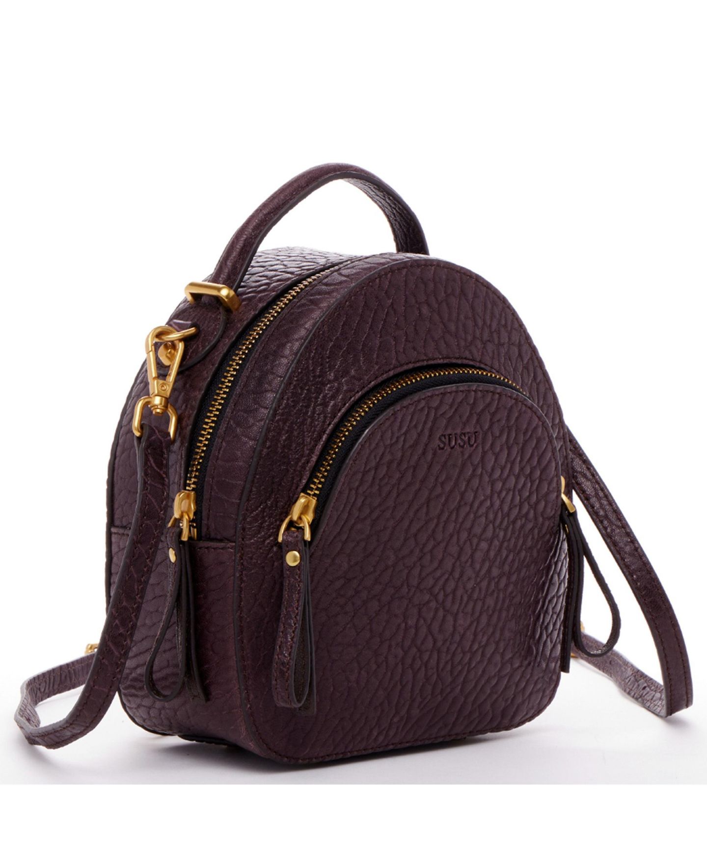 Рюкзак SUSU Mini Leather Purse Convertible Crossbody Bag, цвет: Красное дерево / Шоколадный коричневый — фото 2