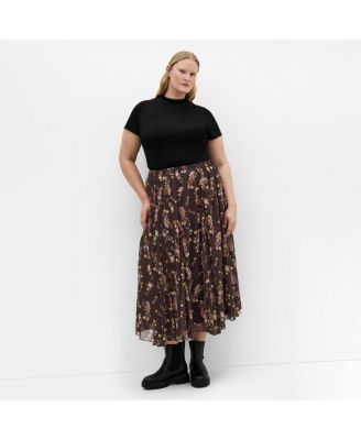 Plus Size Serene Print Midi Skirt