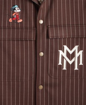 Men's Mickey Mouse Pinstripe Button Front Shirt Jacket, Macy's Exclusive