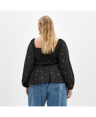 Plus Size Gigi Long Sleeve Floral Print Top