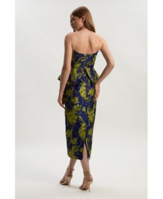 Floral Jacquard Midi Pencil Dress