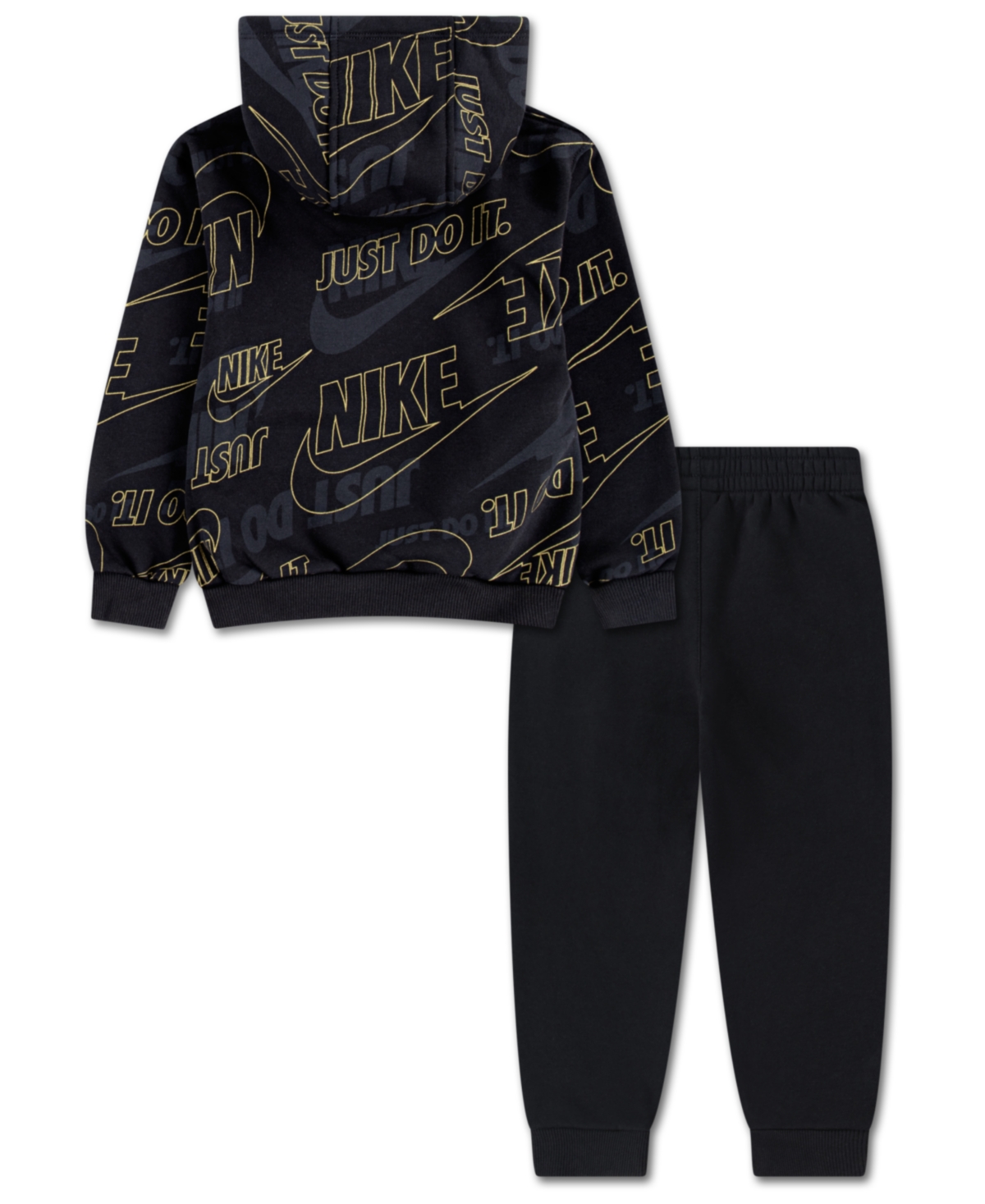 Nike Boys 4-7 2-piece Sportswear Glow With Me Lightweight Pull-on Hoodie And Pants Set In Black