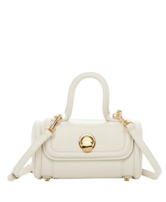 Women s Top Handle Leather Crossbody Bag Convertible Cylinder Shoulder Bag & Evening Purse with Gold Hardware and Detachable strap