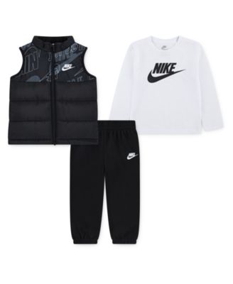 Nike - Boys Toddler 2T-4T 3-Piece Sportswear Crewneck T-Shirt, Vest and Pants Set