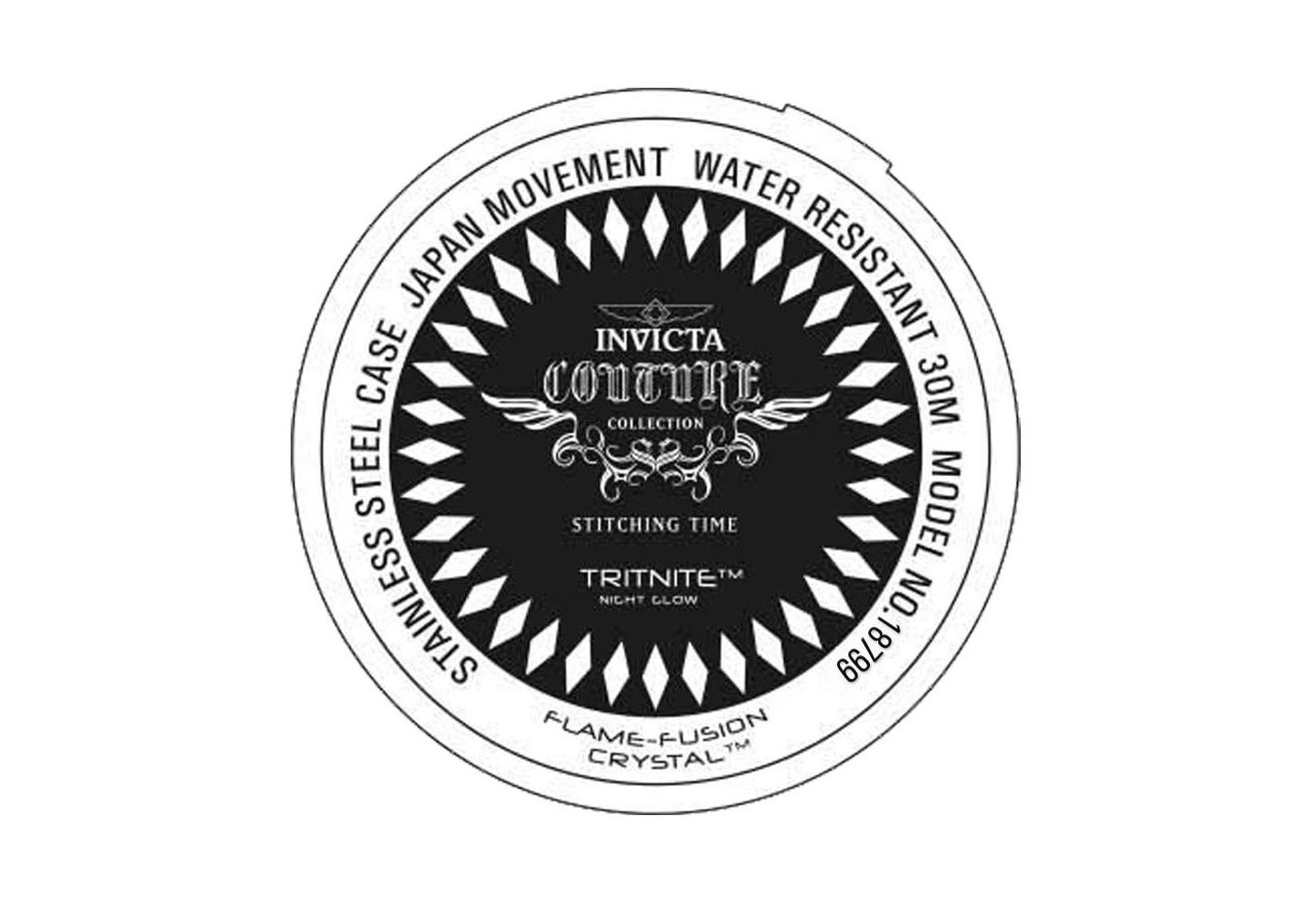 Женские часы Invicta 18799 Angel Quartz Chronograph White Dial, цвет: Чёрный — фото 2