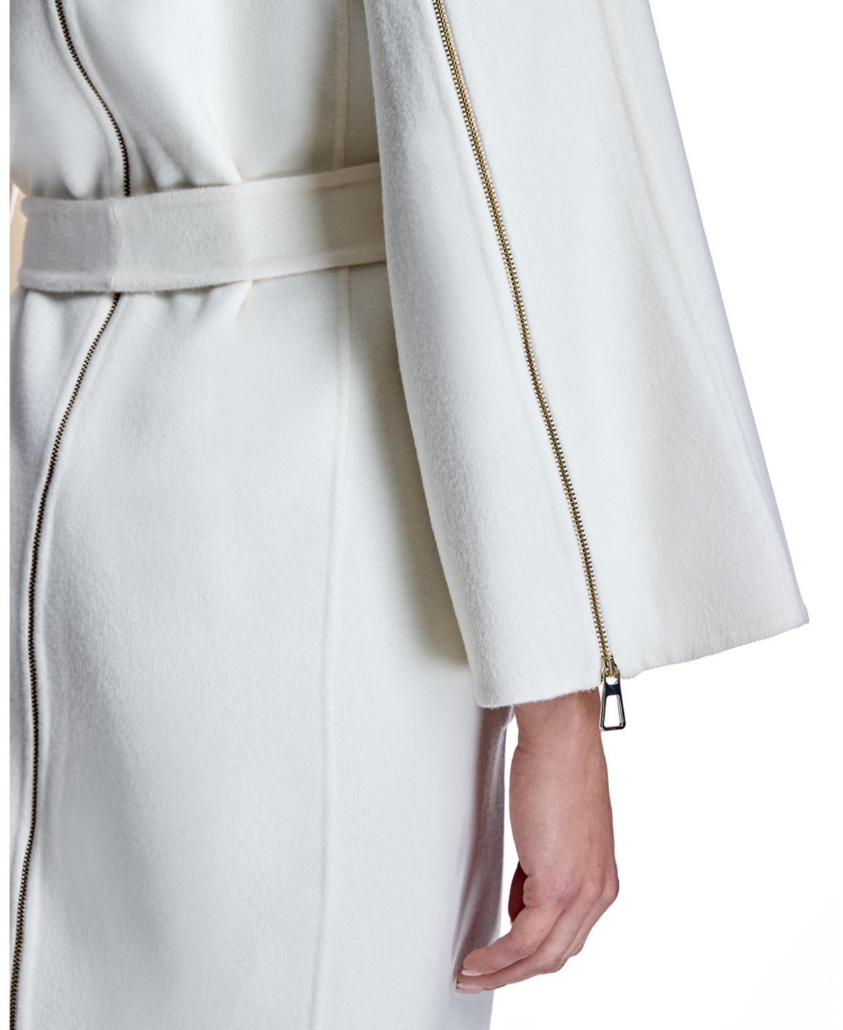 Julia & Stella by Maximilian Women's Wool Blend Belted Trim Coat