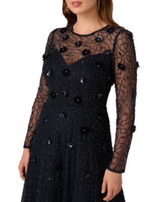 Women's Beaded Velvet Midi Dress