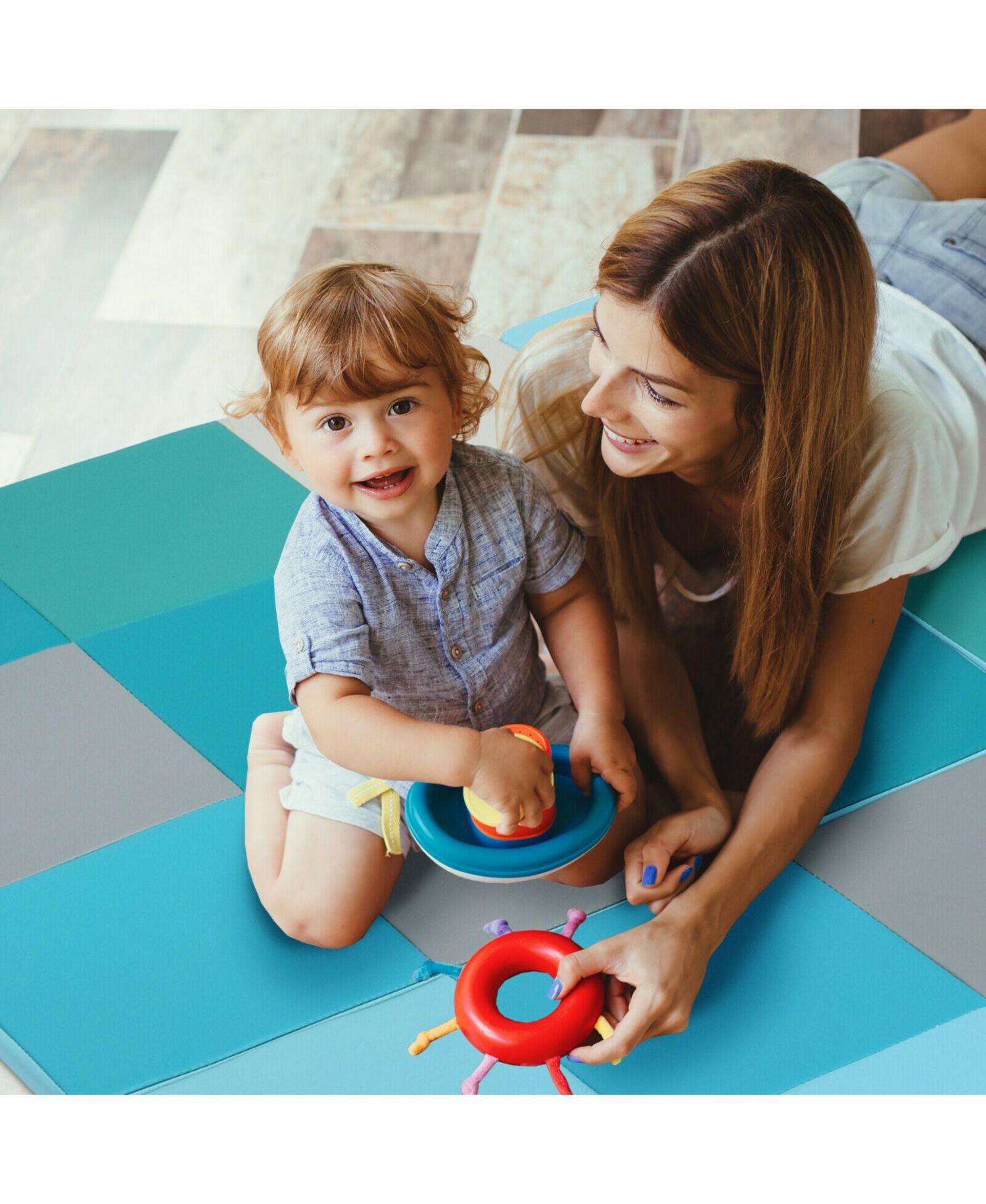 58 Inch Toddler Folding Foam Play Mat Baby Activity Play Mat