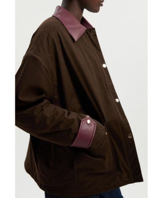 Quilted Contrast Collar Barn Jacket