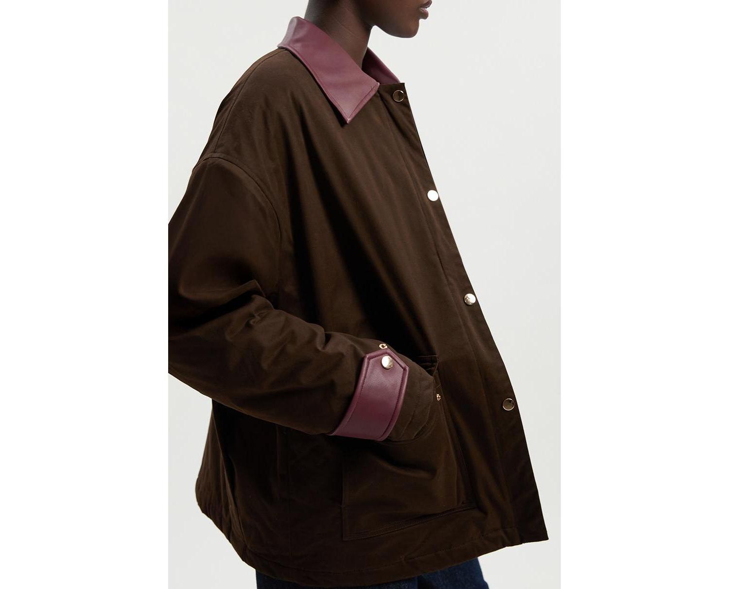 Quilted Contrast Collar Barn Jacket