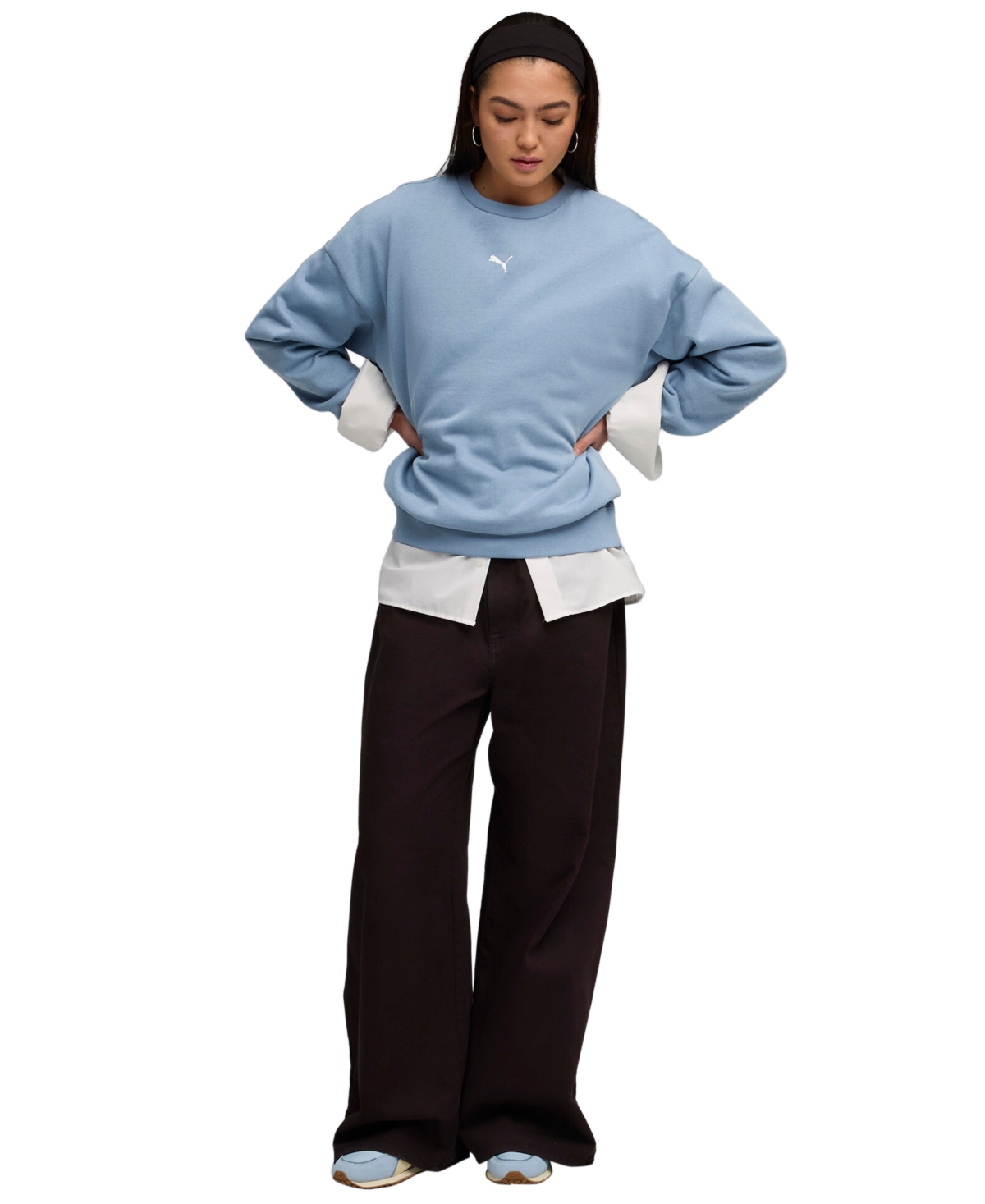 Puma Women's Essential Oversized Crew Fleece Sweatshirt In Multi