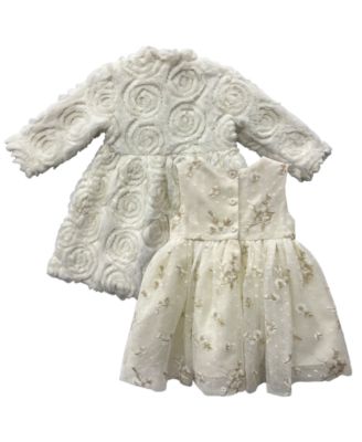Baby Girls' Rosette Dress and Coat, 2-Piece Set