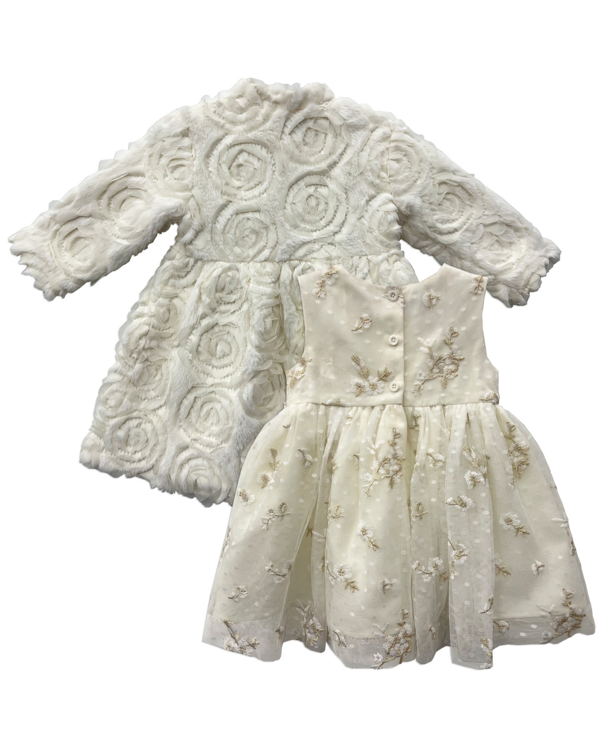 Blueberi Boulevard Baby Girls 2-Piece Rosette Dress and Coat Set