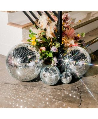 16" Large Disco Ball Mirror Big Hanging Glass Decor for 70s 80s Party Events Wedding DJ Dance Club Stage Lighting Silver