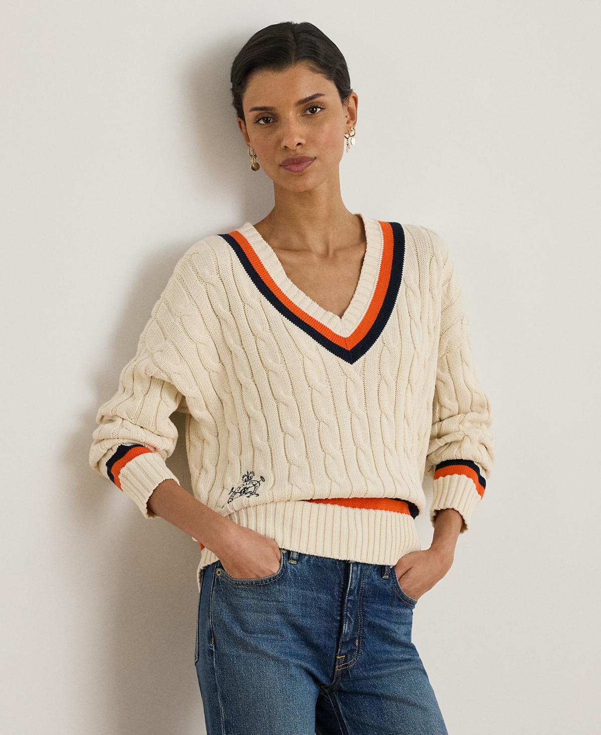 Ralph Lauren Petite Cable-knit Cricket Sweater In Neutral