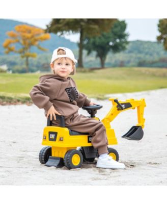 Licensed Caterpillar Kids Rid-On Digger Excavator Toy with Digging Bucket & Storage