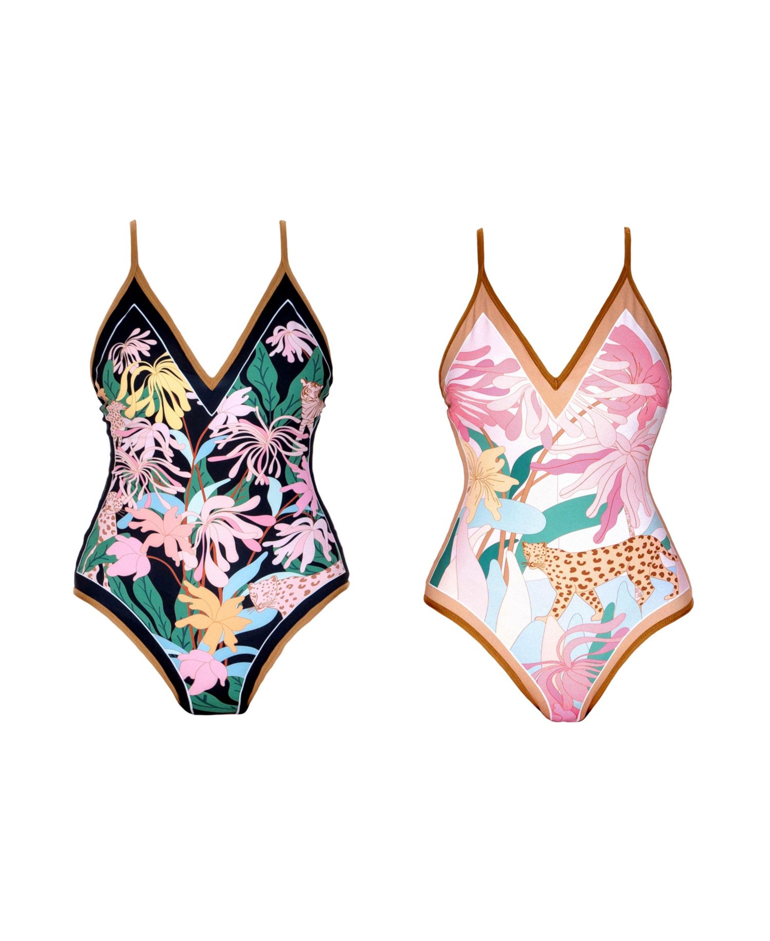 Women's Blush Jungle Reversible V-Neck One-Piece Swimsuit